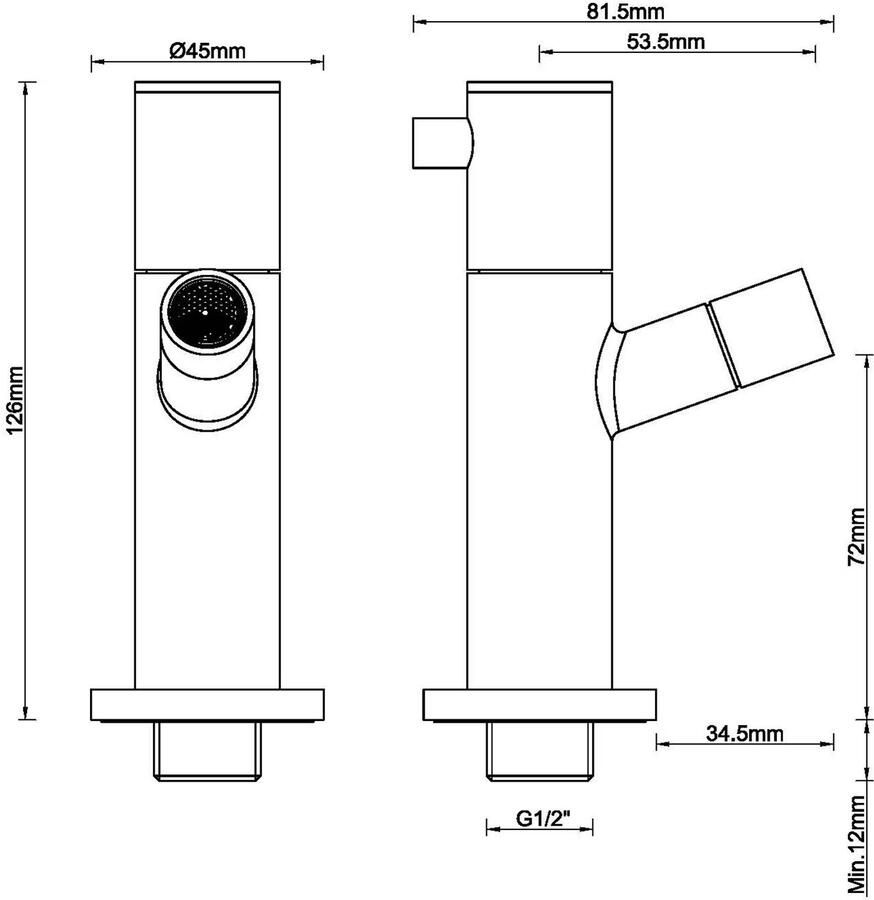 Wiesbaden Amador fonteinkraan met muurbevestiging Kiwa 1 2&apos;&apos; mat zwart 22.2722