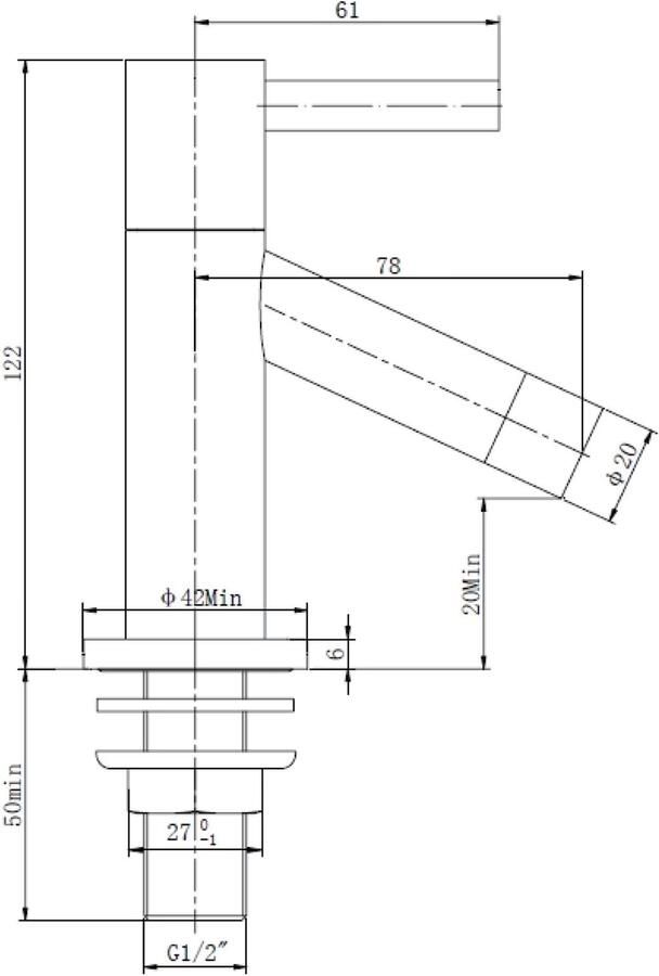 Wiesbaden Fonteinkraan Benga | Opbouw | Koudwater kraan | Standaard model | Rond | Chroom