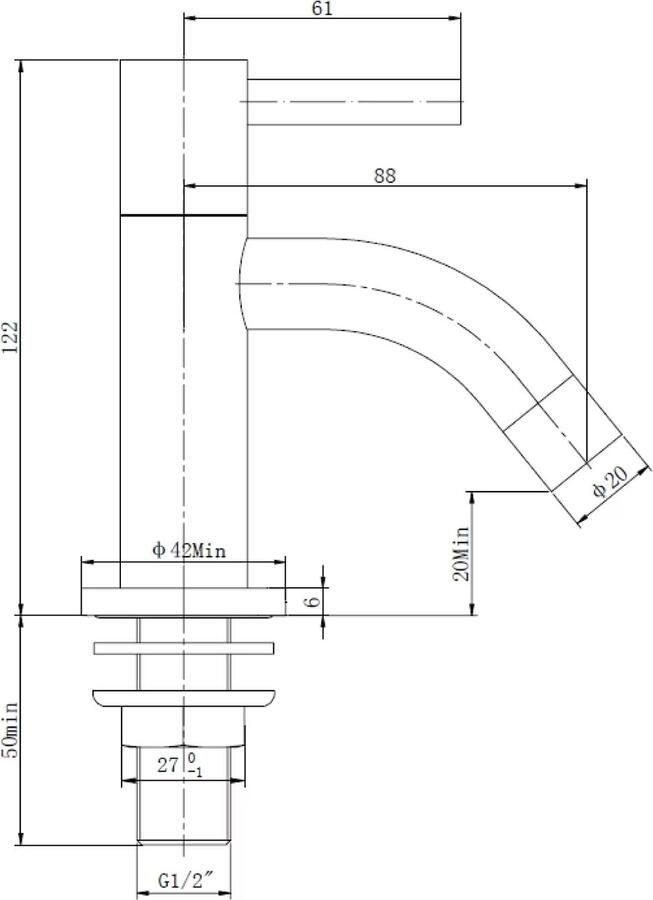 Wiesbaden Fonteinkraan Cadans | Opbouw | Koudwater kraan | Standaard model | Rond | Chroom - Foto 3