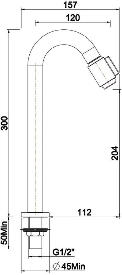 Wiesbaden Fonteinkraan Victoria XL | Opbouw | Koudwater kraan | Standaard model | 1-hendel | Rond | Geborsteld staal PVD