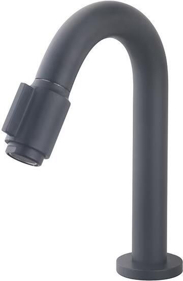 Wiesbaden Fonteinkraanset UniMatch | Opbouw | Koudwater kraan | Incl.Sifon en Afvoerplug | Laag model | 1-hendel | Rond | Mat Zwart