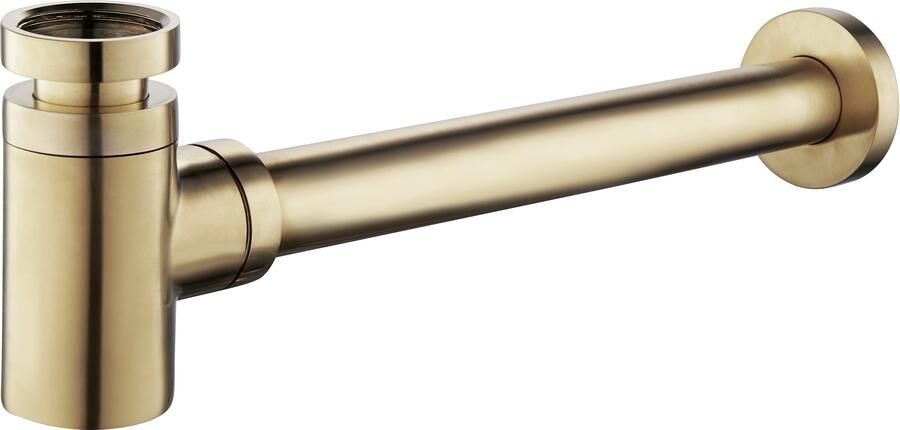 Wiesbaden Fonteinkraanset UniMatch | Opbouw | Koudwater kraan | Incl.Sifon en Afvoerplug | Laag model | 1-hendel | Rond | Geborsteld Messing