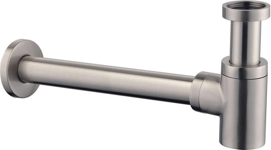 Wiesbaden Fonteinkraanset UniMatch | Opbouw | Koudwater kraan | Incl.Sifon en Afvoerplug | Laag model | 1-hendel | Rond | Geborsteld Staal - Foto 2