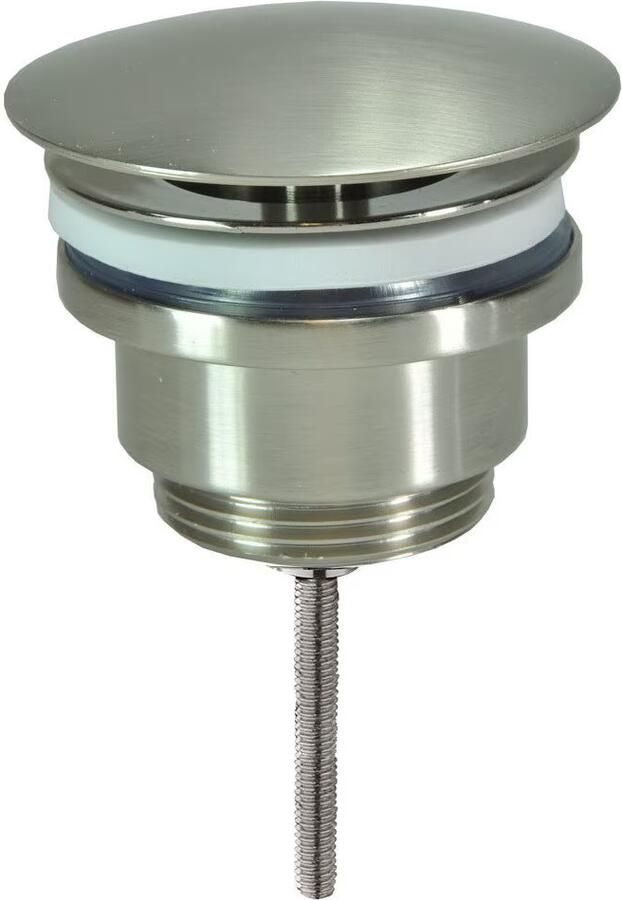 Wiesbaden Fonteinkraanset UniMatch | Opbouw | Koudwater kraan | Incl.Sifon en Afvoerplug | Laag model | 1-hendel | Rond | Geborsteld Staal