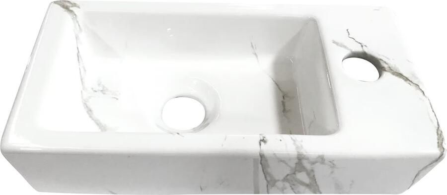 Wiesbaden Fonteinset mineraalmarmer 36x18x9 cm rechts wit - Foto 3