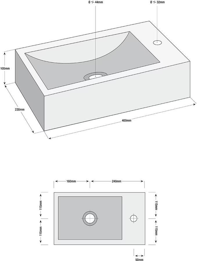 Wiesbaden Fonteinset natuursteen 40x23x10.5 cm rechts antraciet zwart