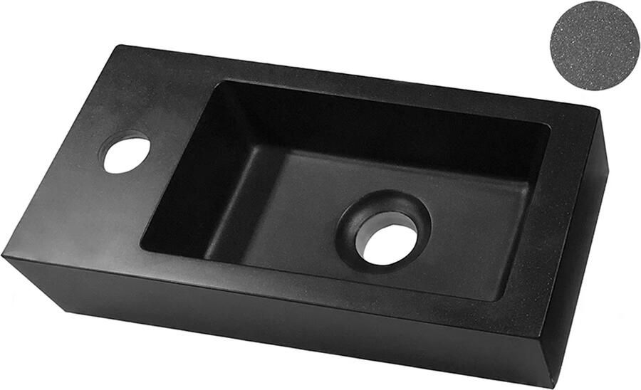 Wiesbaden Fonteinset quartz 36x18x9 cm links antraciet zwart - Foto 3