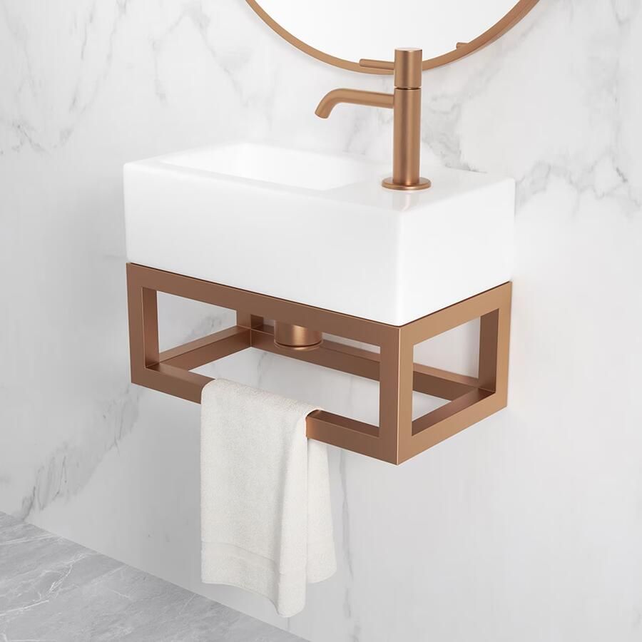 Wiesbaden Frame voor fontein Nick | Wandmontage | 39.5x15x21.5 cm | Vierkant | Geborsteld brons koper PVD