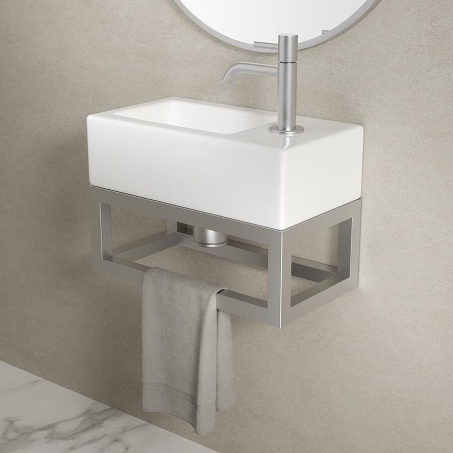 Wiesbaden Frame voor fontein Nick | Wandmontage | 39.5x15x21.5 cm | Vierkant | Rvs look