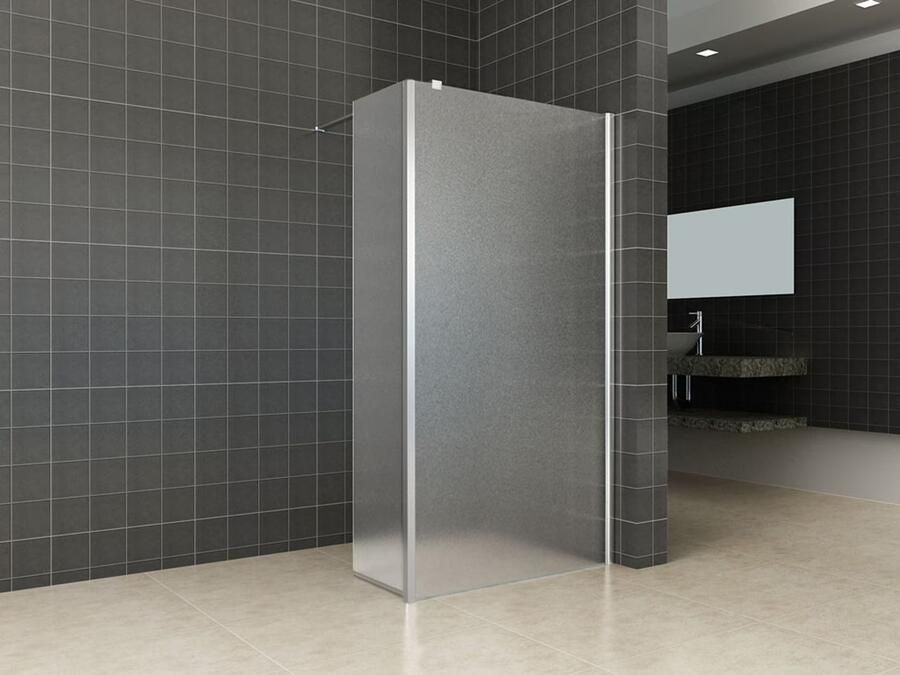 Wiesbaden Zijpaneel 35 x 200 cm met hoekprofiel voor inloopdouche chroom met 10 mm NANO geheel matglas 20.4215 - Foto 4