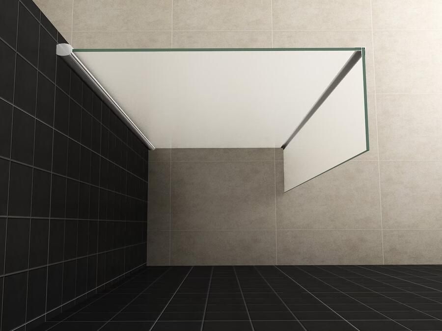 Wiesbaden Zijpaneel 35 x 200 cm met hoekprofiel voor inloopdouche chroom met 10 mm NANO geheel matglas 20.4215 - Foto 2