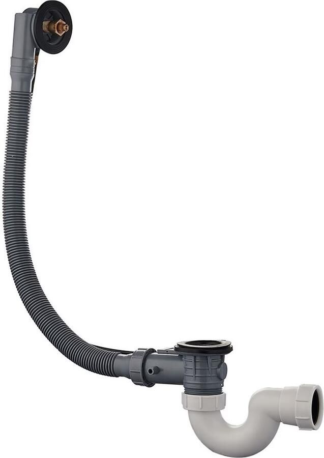 Wiesbaden Gems bad afvoer met overloop en draaiknop rond zwart mat - Foto 3