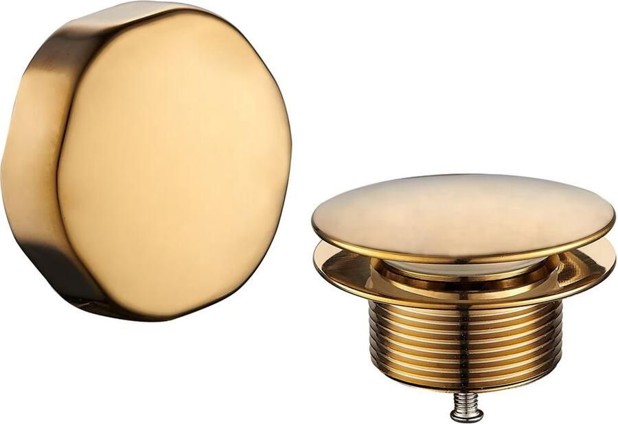 Wiesbaden Gems bad afvoer met overloop en draaiknop rond geborsteld messing