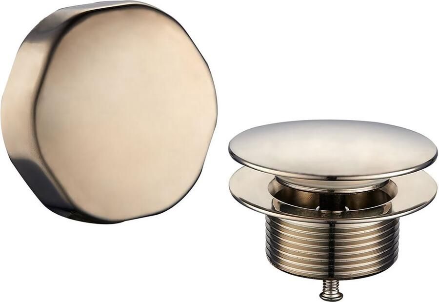 Wiesbaden Gems bad afvoer met overloop en draaiknop rond RVS