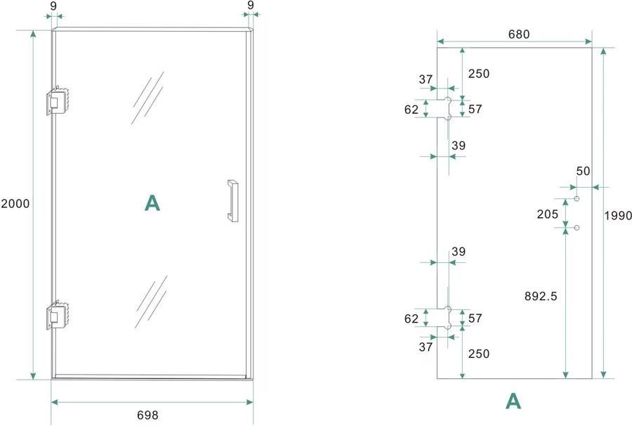Wiesbaden Glas voor nisdeur Less | 70x200 cm | Links | Spiegelrook- naar helder glas