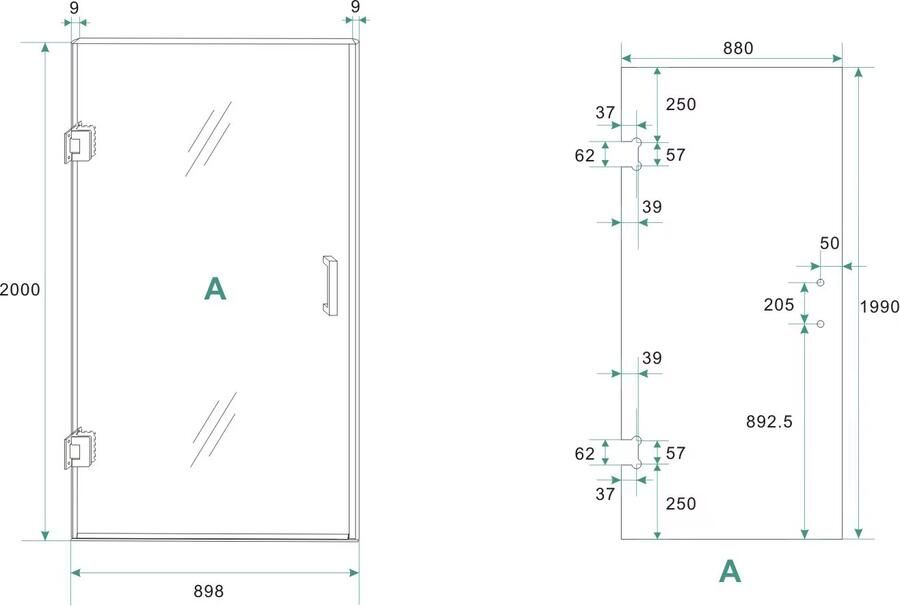 Wiesbaden Glas voor nisdeur Less | 90x200 cm | Links | Spiegelrook- naar helder glas