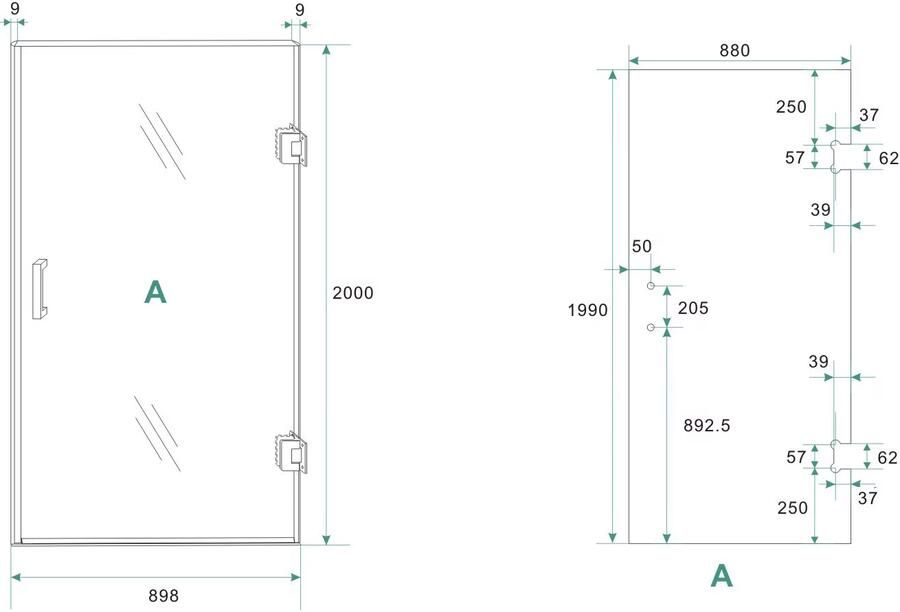 Wiesbaden Glas voor nisdeur Less | 90x200 cm | Rechts | Spiegelrook- naar helder glas
