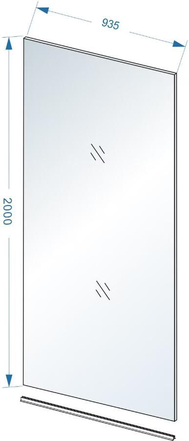 Wiesbaden Slim losse glaswand 95x200cm Helder glas 8mm met anti-kalk coating zonder profiel en stabilisatiestang 20.3472 - Foto 9