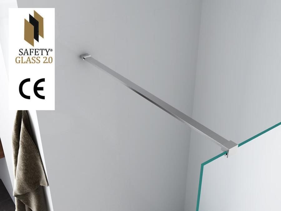 Wiesbaden Graffic inloopdouche 1000 x 2000 x 10 mm nano safety glass folie helder glas chroom 20.3757 - Foto 7