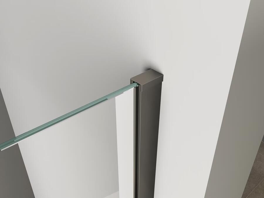 Wiesbaden Graffic inloopdouche 1000 x 2000 x 10 mm nano safety glass folie helder glas mat zwart 20.4257 - Foto 3