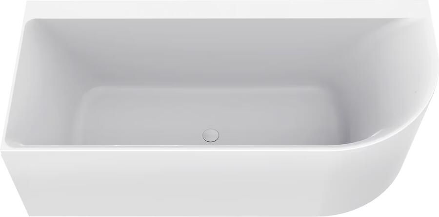Wiesbaden Half-vrijstaand bad Zenn | 170x75 cm | Incl.Badafvoer | Acryl | Links | Glans wit - Foto 3