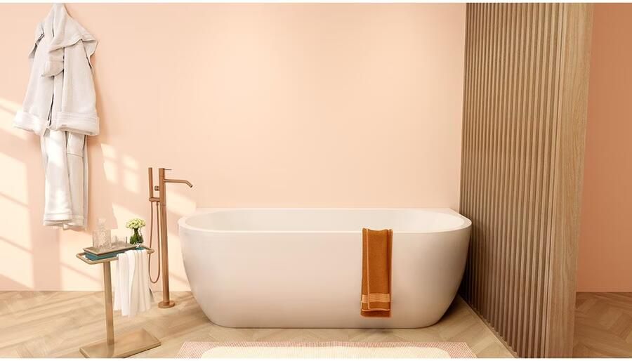 Wiesbaden Half-vrijstaand bad Zenn | 170x75 cm | Incl.Badafvoer | Acryl | Midden | Glans wit - Foto 2