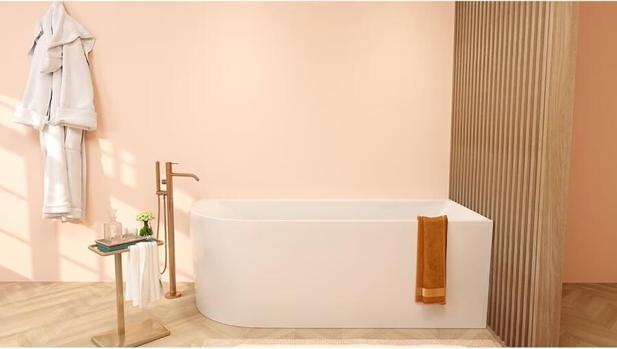 Wiesbaden Half-vrijstaand bad Zenn | 170x75 cm | Incl.Badafvoer | Acryl | Rechts | Glans wit - Foto 2