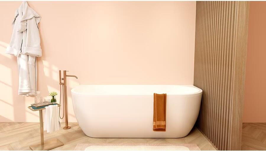 Wiesbaden Half-vrijstaand bad Zenn | 180x80 cm | Incl.Badafvoer | Acryl | Midden | Glans wit - Foto 2