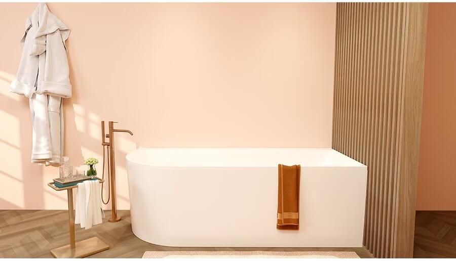 Wiesbaden Half-vrijstaand bad Zenn | 180x80 cm | Incl.Badafvoer | Acryl | Rechts | Mat wit - Foto 2