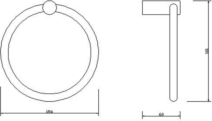 Wiesbaden Handdoek ring Ida | Wandmontage | 15.6 cm | Zwart mat