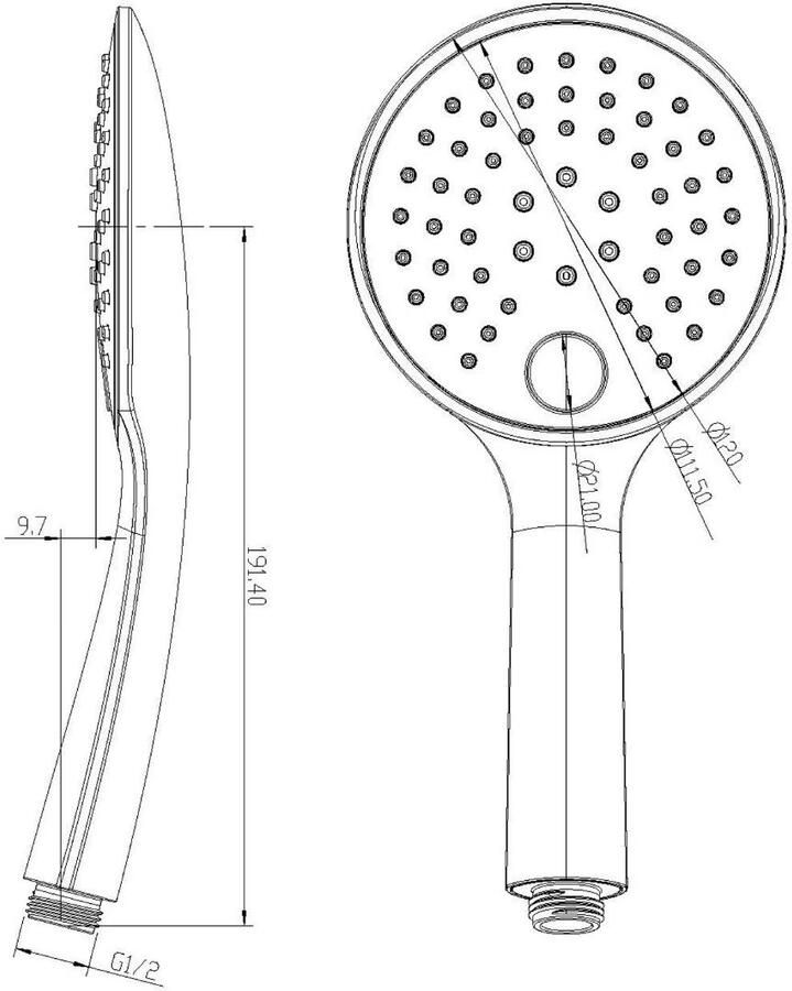 Wiesbaden Handdouche UniMatch | 3 Standen | Rond | Mat zwart