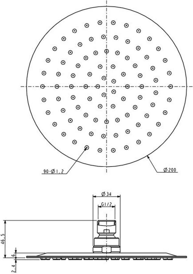 Wiesbaden Hoofddouche UFO Luxe Rond Ultra Plat Glans Chroom 20cm - Foto 2