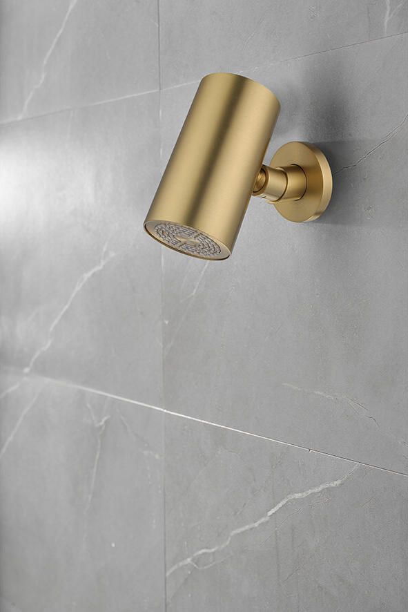 Wiesbaden Hoofddouche UniMatch | 8x15 cm | Rond | Geborsteld messing PVD - Foto 2