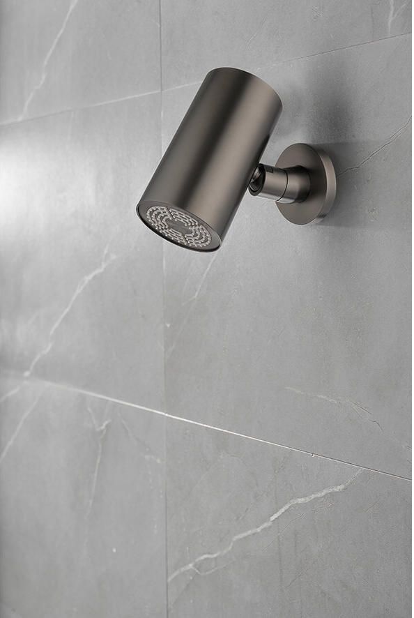 Wiesbaden Hoofddouche UniMatch | 8x15 cm | Rond | Gunmetal PVD - Foto 2