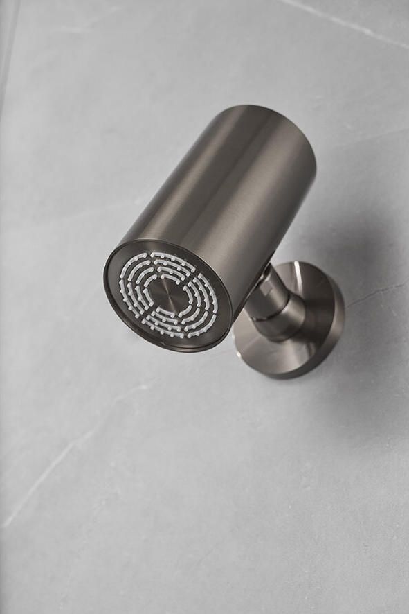 Wiesbaden Hoofddouche UniMatch | 8x15 cm | Rond | Gunmetal PVD - Foto 3