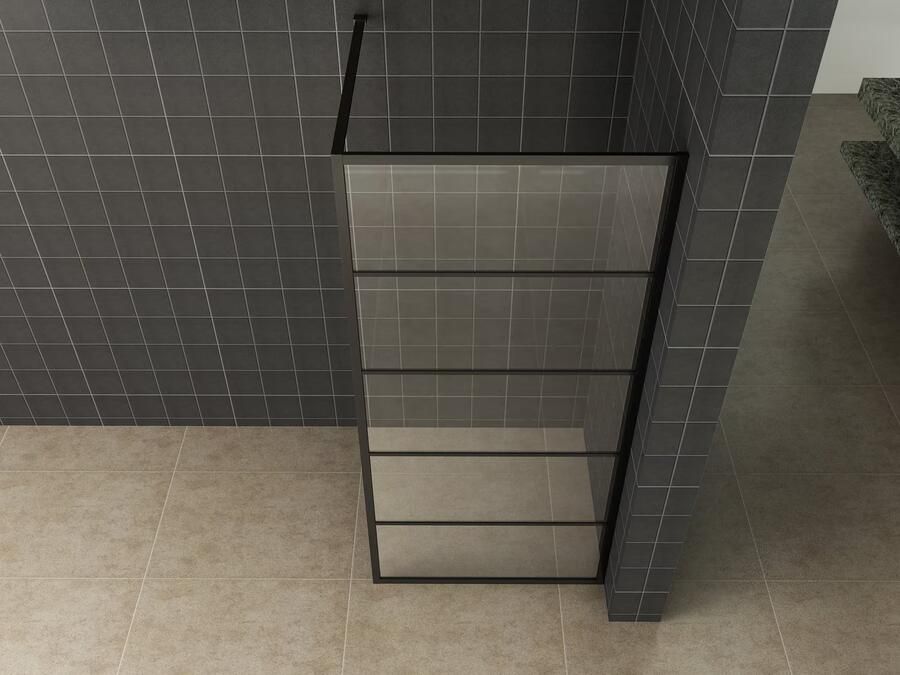 Wiesbaden Inloopdouche Horizon 100x200cm Antikalk Helder glas Mat Zwart Raster 8 mm Veiligheidsglas NANO Coating 2429600 - Foto 4