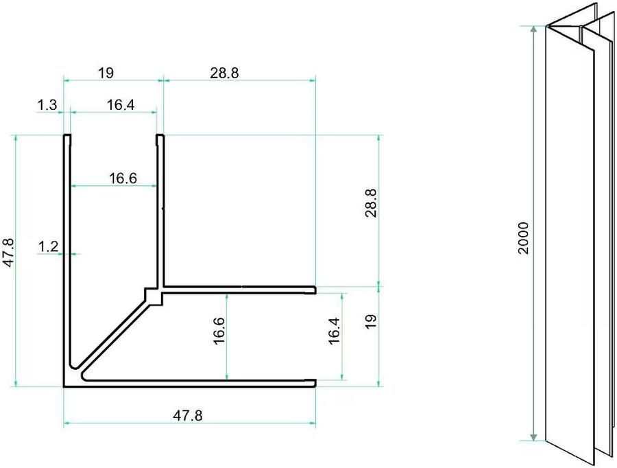 Wiesbaden Koppelset Horizon voor Inloopdouche Met Nisdeur 200x4.7 cm Mat Zwart