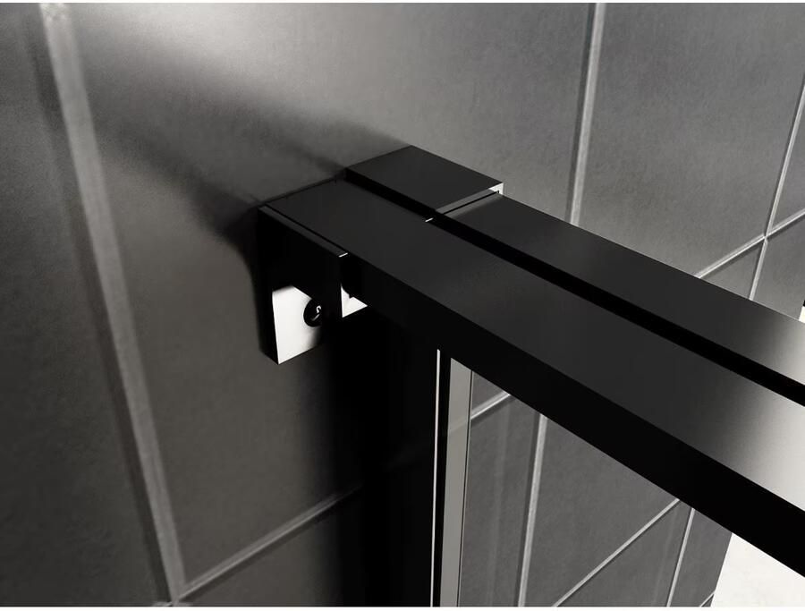 Wiesbaden Douchedeur Nisdeur Horizon Links Rechts met Vaste Wand 140cm Antikalk Helderglas Mat Zwart Profiel en 8mm Veiligheidsglas - Foto 3