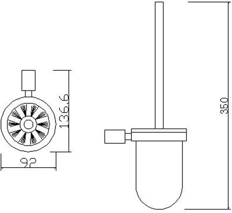 Wiesbaden Ida toilet borstel glas rond zwart mat