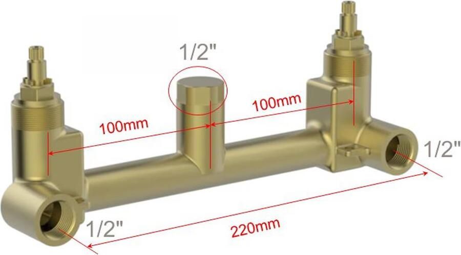Wiesbaden Inbouwdeel Wastafelmengkraan 2-knops Universeel - Foto 2