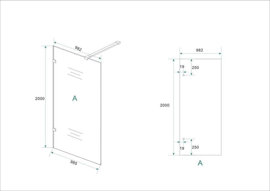 Wiesbaden Inloopdouche Less | 100x200 cm | Nano-coating | Incl.Stabilisatiestang | Helder glas | Mat Wit beslag - Foto 3