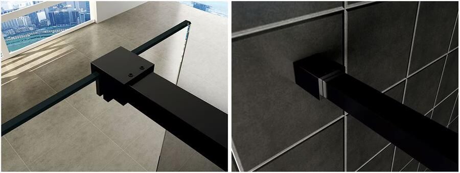 Wiesbaden Inloopdouche Less | 100x200 cm | Nano-coating | Incl.Stabilisatiestang | Helder glas | Mat Zwart beslag - Foto 2