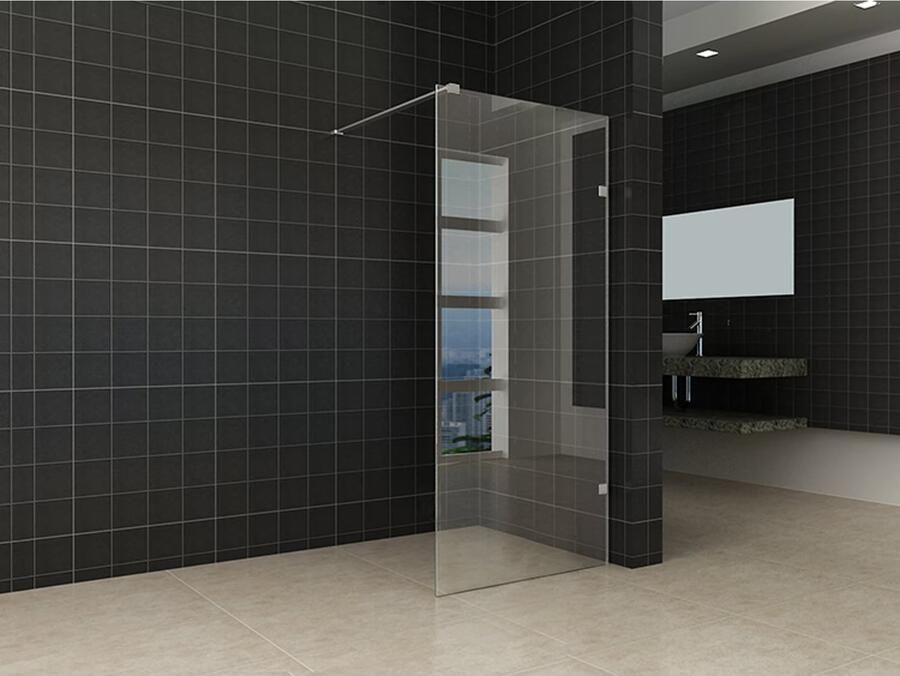Wiesbaden Inloopdouche Less | 60x200 cm | Nano-coating | Incl.Stabilisatiestang | Helder glas | Geborsteld Staal beslag - Foto 2