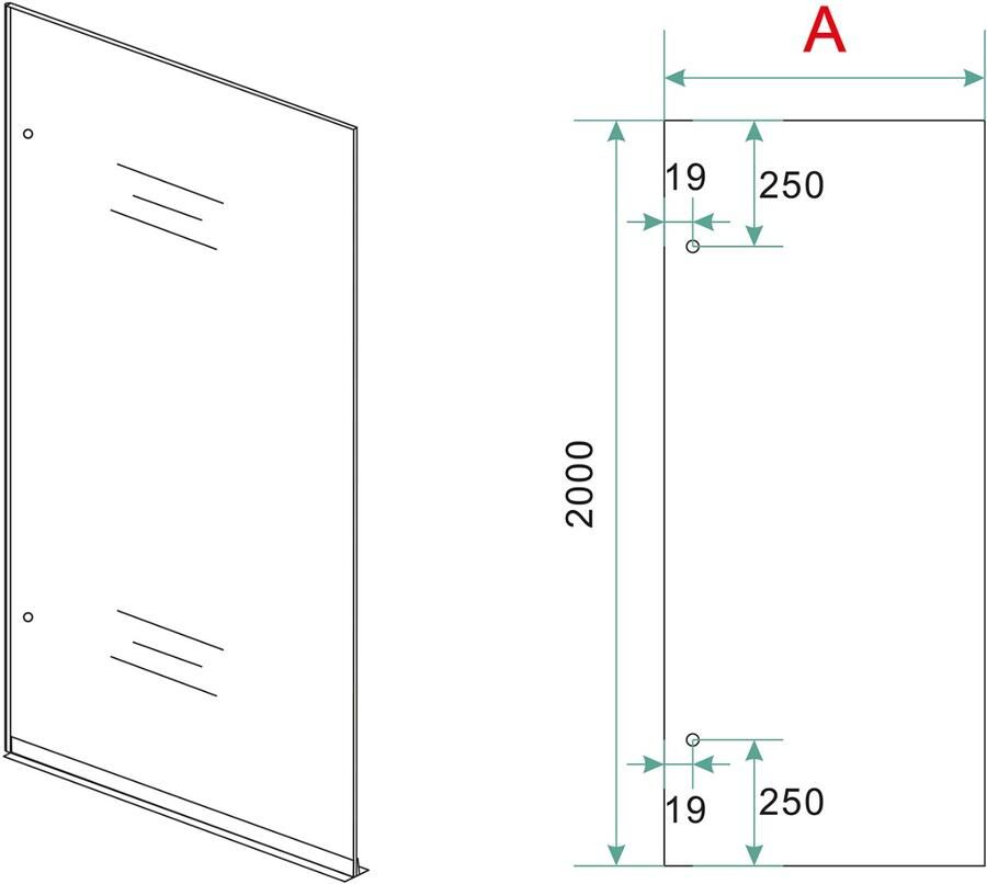 Wiesbaden Inloopdouche Less | 50x200 cm | Nano-coating | Incl.Stabilisatiestang | Helder glas | Geborsteld Brons Koper beslag