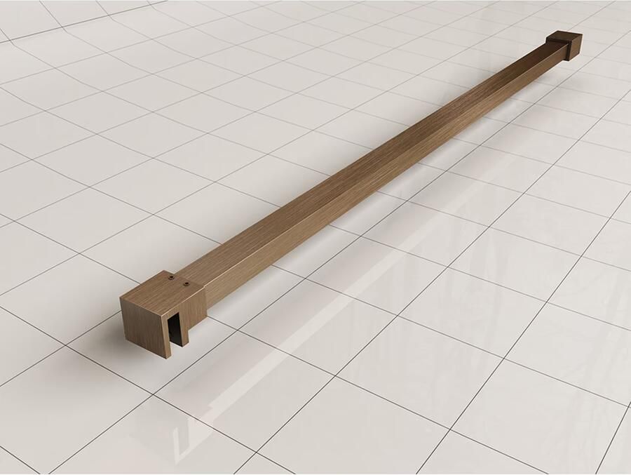 Wiesbaden Inloopdouche Less | 60x200 cm | Nano-coating | Incl.Stabilisatiestang | Helder glas | Geborsteld Brons Koper beslag - Foto 3
