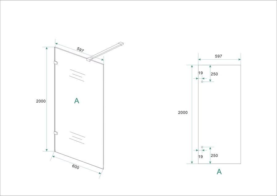 Wiesbaden Inloopdouche Less | 60x200 cm | Nano-coating | Incl.Stabilisatiestang | Helder glas | Mat Wit beslag - Foto 3