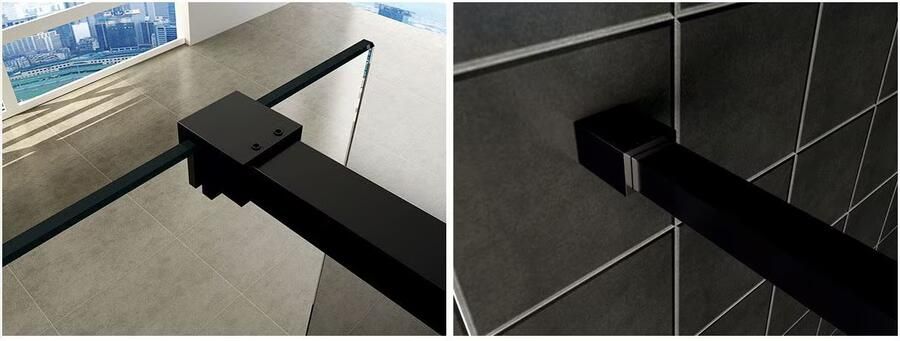 Wiesbaden Inloopdouche Less | 100x200 cm | Spiegelrook- naar helderglas | Mat zwart beslag - Foto 3