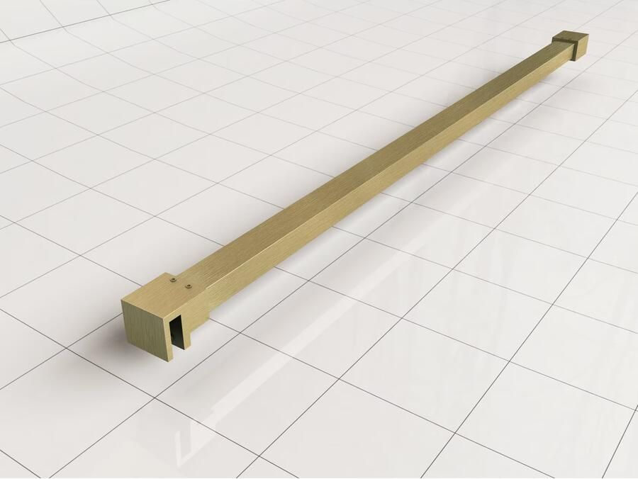 Wiesbaden Inloopdouche Less | 60x200 cm | Nano-coating | Incl.Stabilisatiestang | Helder glas | Geborsteld Messing beslag - Foto 2