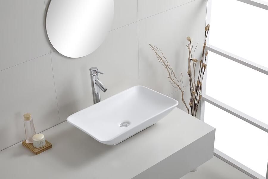 Wiesbaden Karé waskom rechthoekig 58 x 36 x 11 5 cm keramiek mat wit 32.1408 - Foto 2