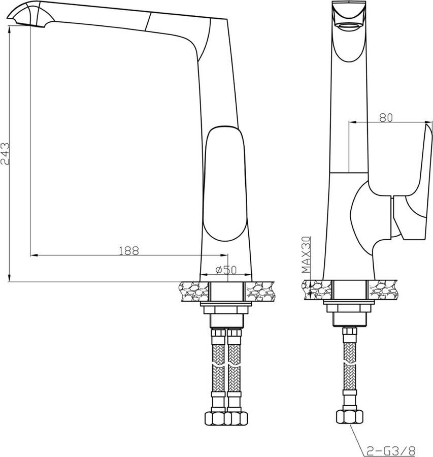 Wiesbaden Keukenkraan Tarma | Opbouw | 360° Draaibaar | Mengkraan | 1-hendel | Rond | Wit chroom